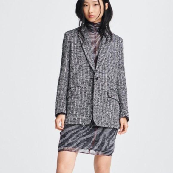 RAG & BONE Ames Linton Herringbone Wool Blend Tweed Blazer Size 6 - Picture 12 of 12
